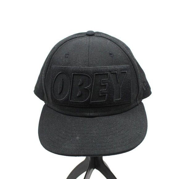 "OBEY" Framed Black 59FIFTY New Era Fitted Hat Size 7 5/8 - Picture 1 of 6
